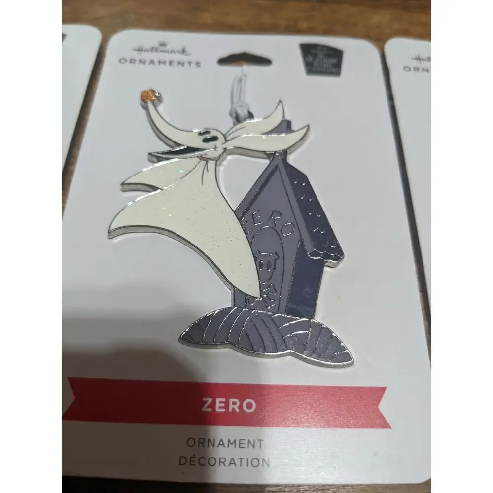 Hallmark Nightmare Before Christmas Flat Enamel Ornaments Lot of 3 New Jack Zero